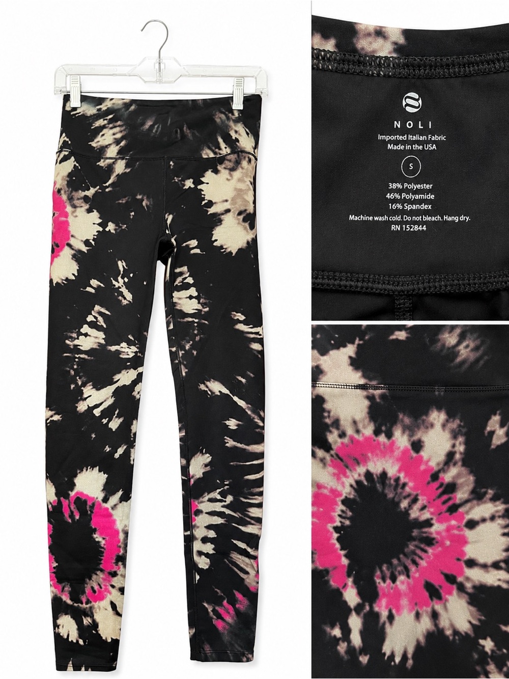 Noli Black, Cream & Pink Tie-Dye Leggings